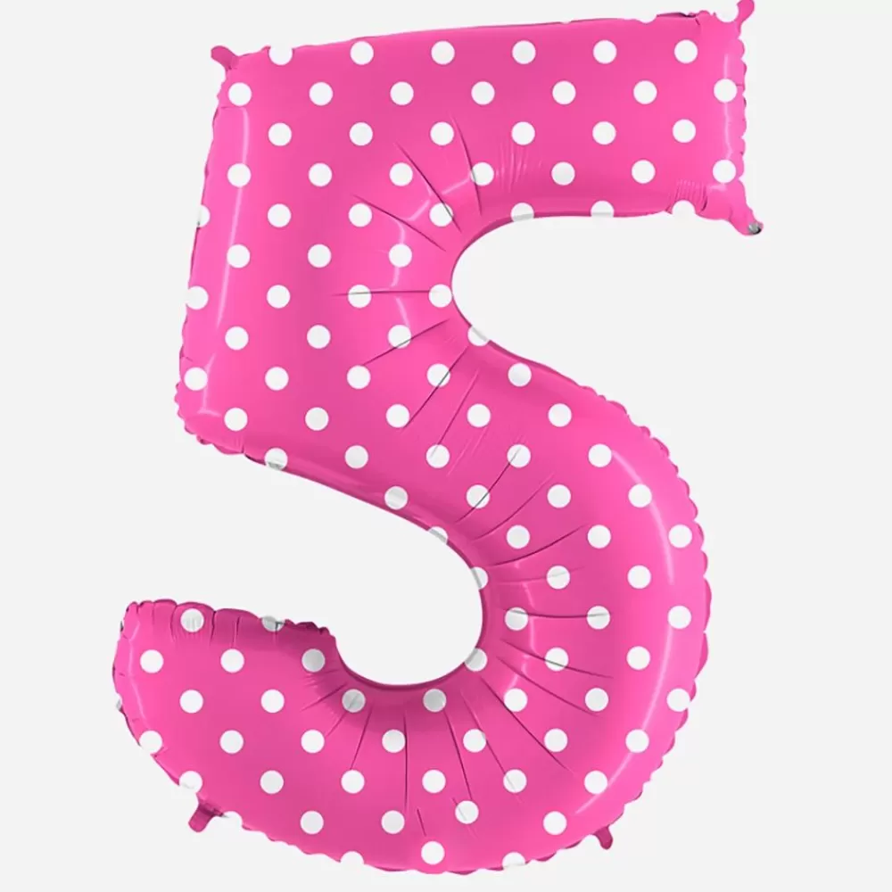 Cheap Giant Helium Balloon - Giant Pink Number Balloon With White Polka Dots Number Balloons