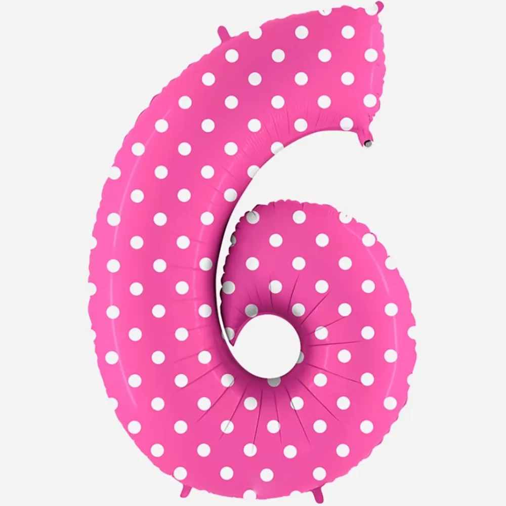 Cheap Giant Helium Balloon - Giant Pink Number Balloon With White Polka Dots Number Balloons
