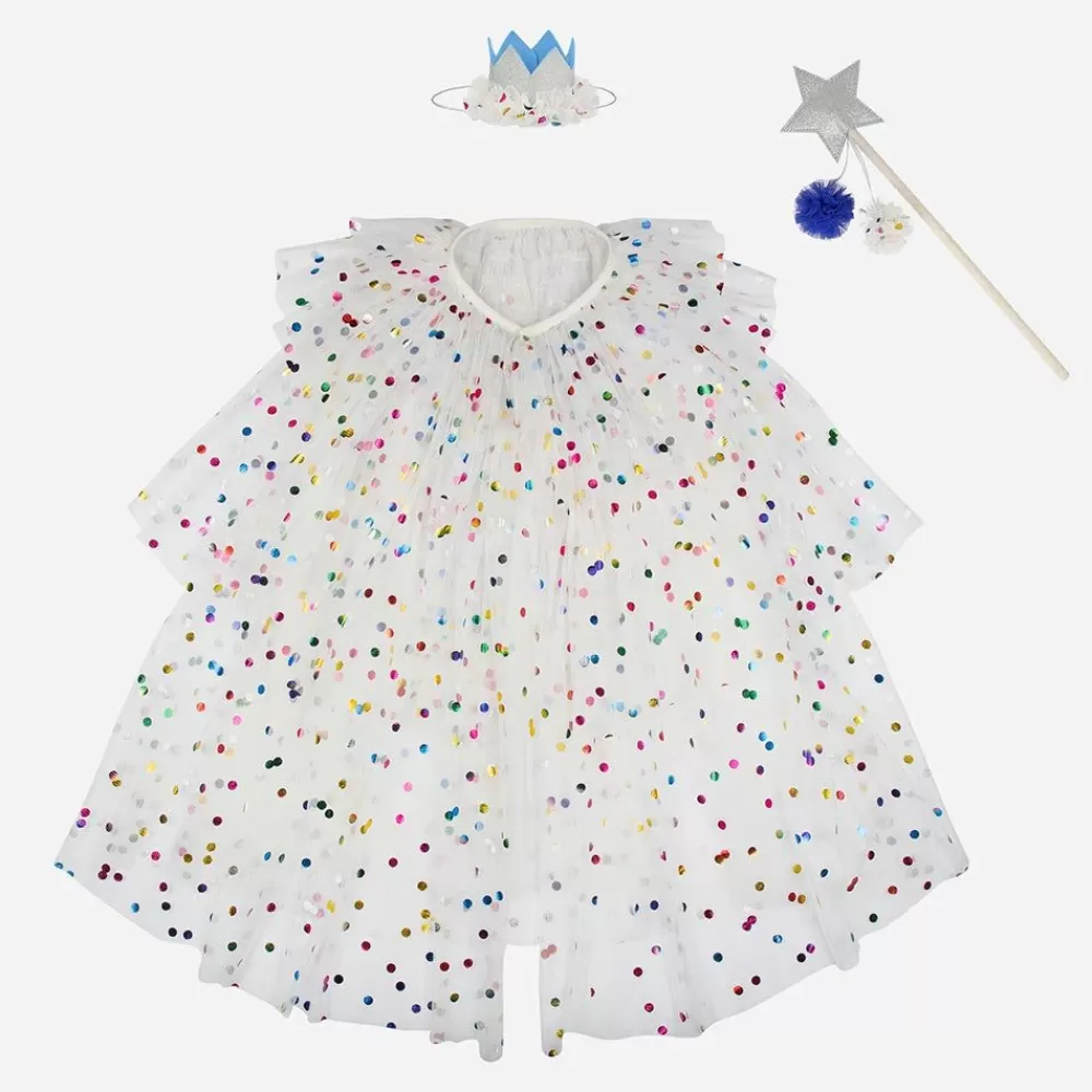 Store Multicolored Polka Dot Tulle Cape, Crown And Wand Costumes