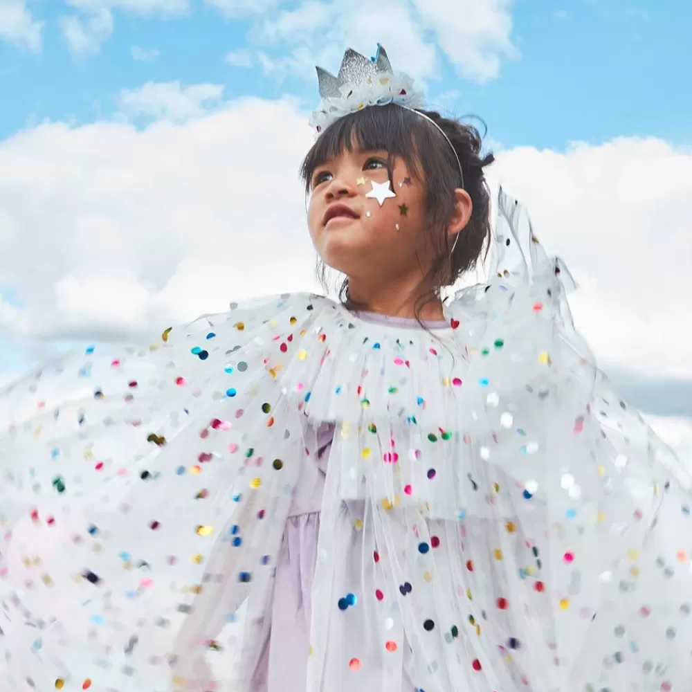 Store Multicolored Polka Dot Tulle Cape, Crown And Wand Costumes