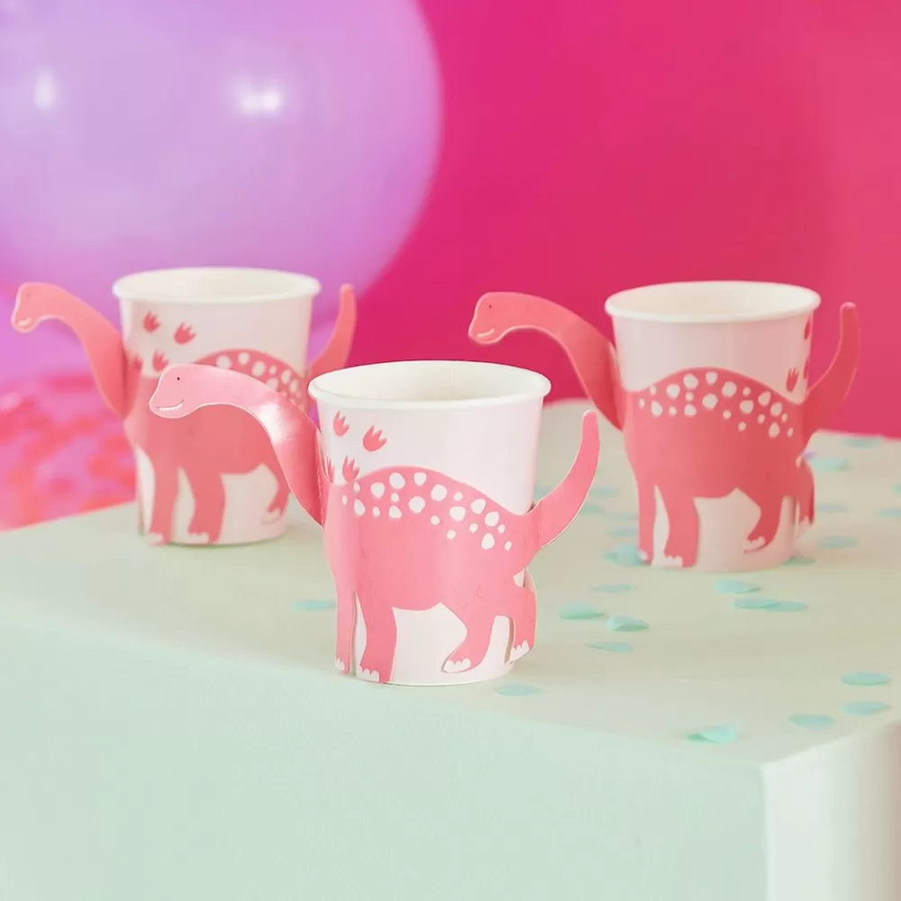 Sale Paper Cup: 8 Pink Dinosaur Cups Cups