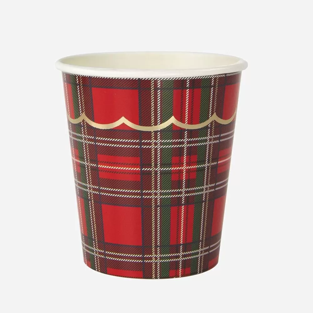 Discount Paper Cup: 8 Tartan And Gold Cups Cups