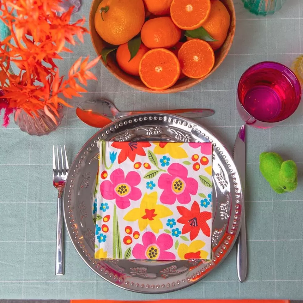 Shop Paper Napkins: 20 Colorful Flower Napkins Napkins