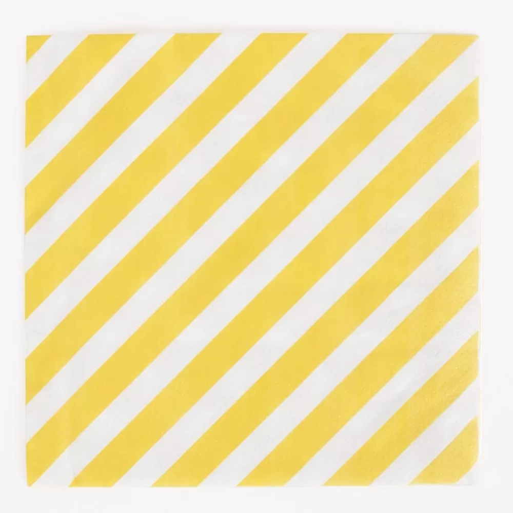 Cheap Paper Napkins: 20 Yellow Diagonal Napkins Napkins