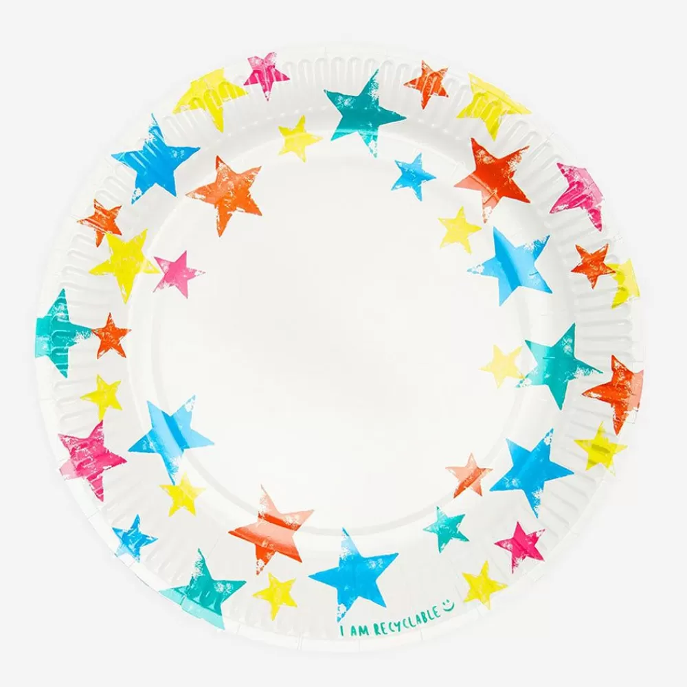 Store Paper Plate: 12 Colored Star Plates Plates