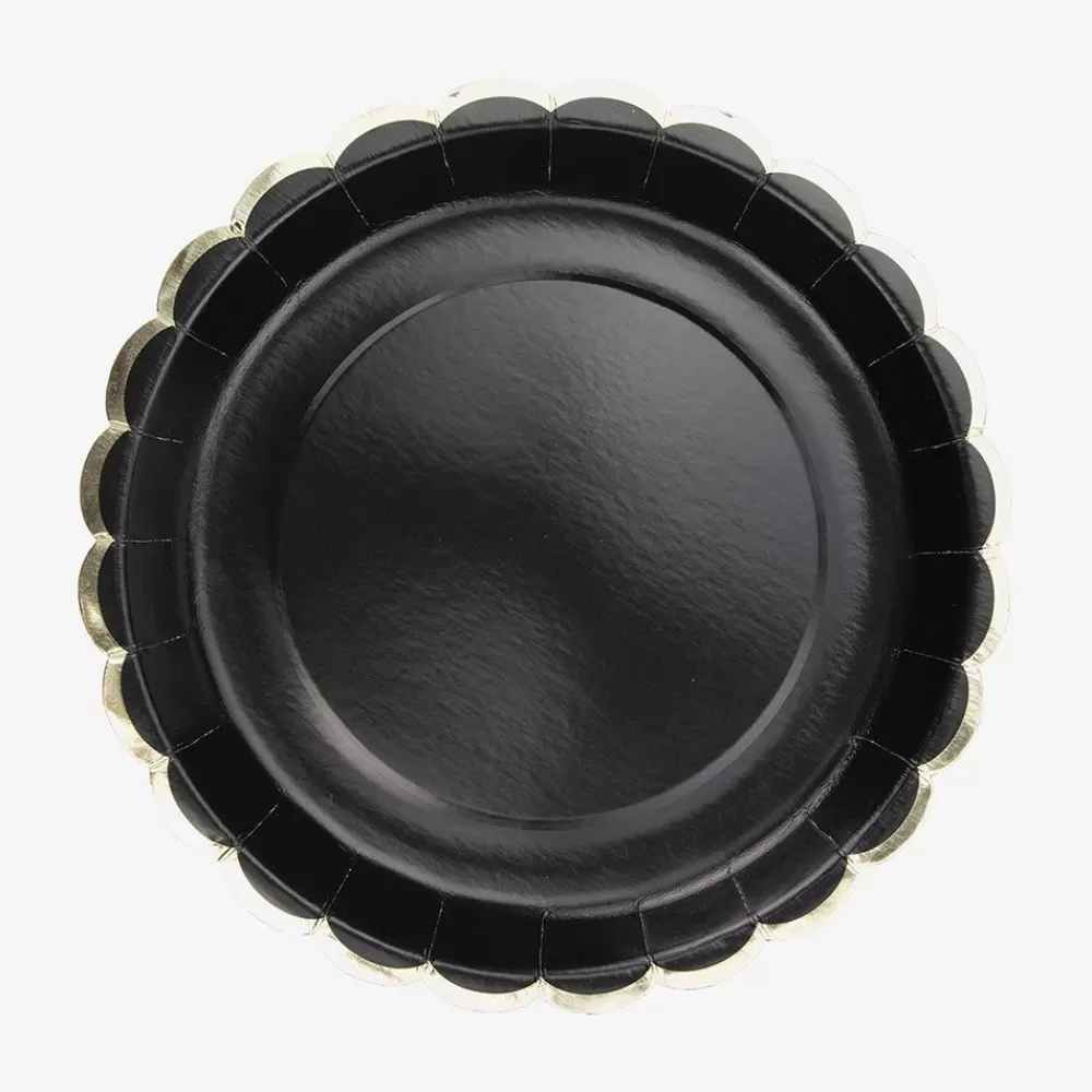 Discount Paper Plate: 8 Black Plates Plates