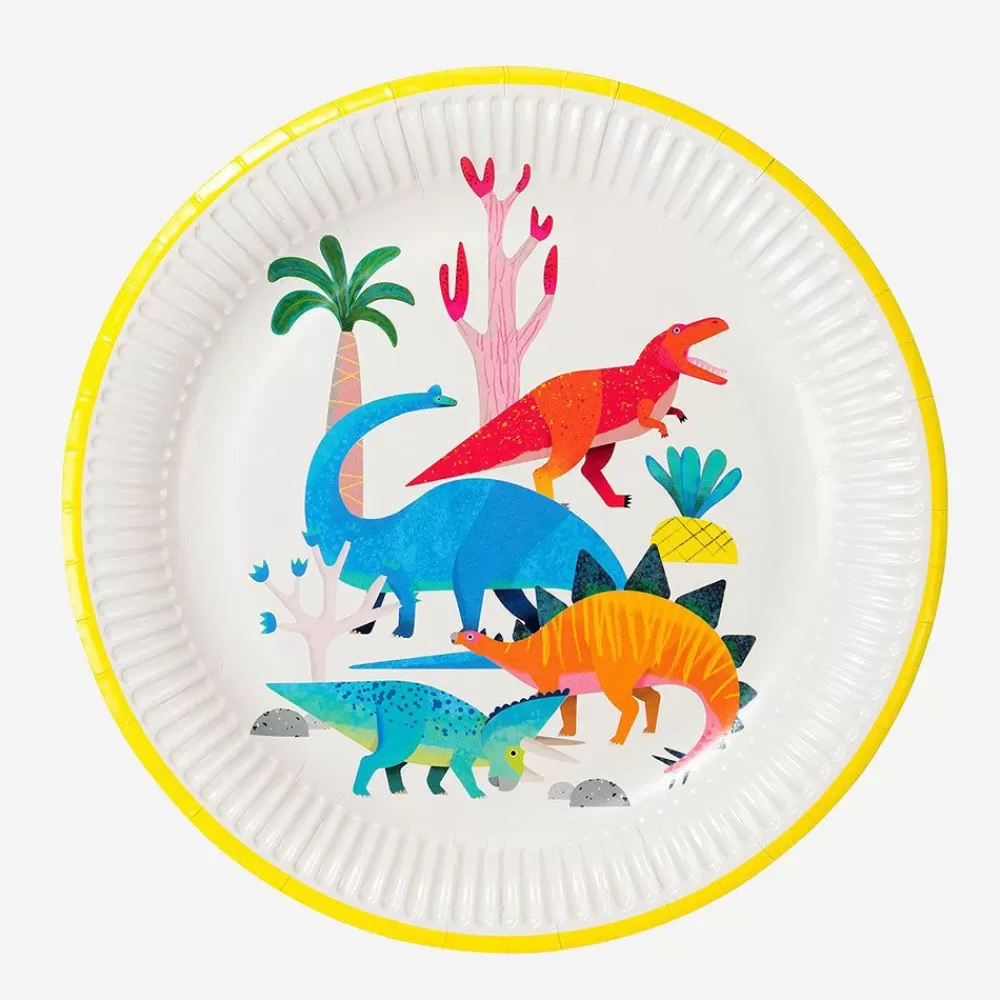 Clearance Paper Plate: 8 Colorful Dino Plates Plates