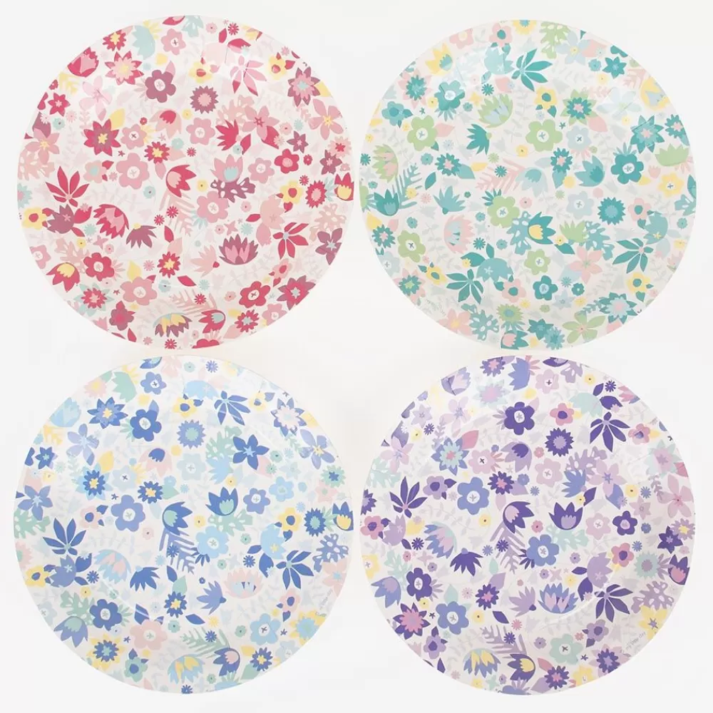 Store Paper Plate: 8 Colorful Flower Plates Plates