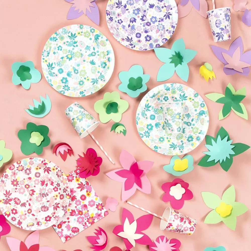 Store Paper Plate: 8 Colorful Flower Plates Plates