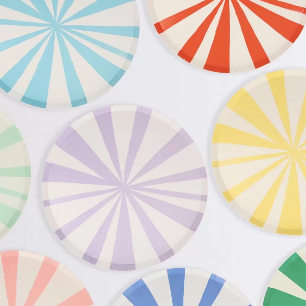 Discount Paper Plate: 8 Small Multicolored Striped Plates Plates