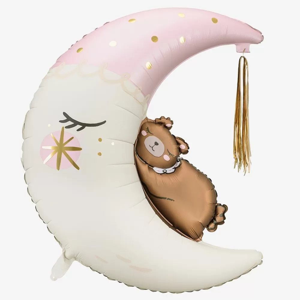 Shop Teddy Bear And Pink Moon Balloon Shaped Helium Balloons