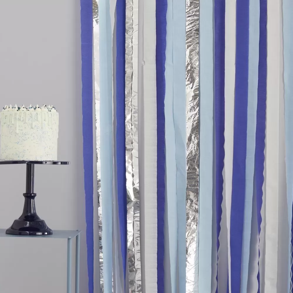Best Sale Wall Decoration Kit: Rolls Of Blue And Silver Crepe Wall Decorations