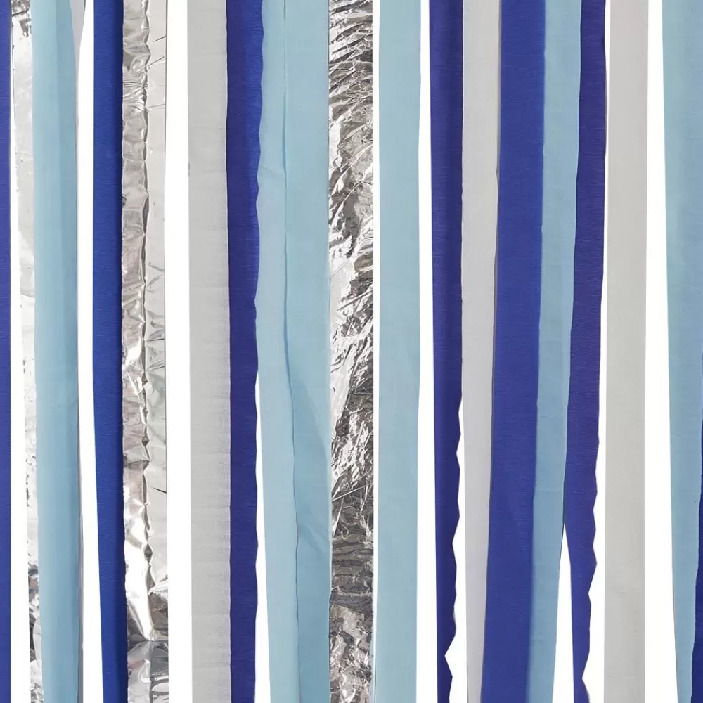 Best Sale Wall Decoration Kit: Rolls Of Blue And Silver Crepe Wall Decorations