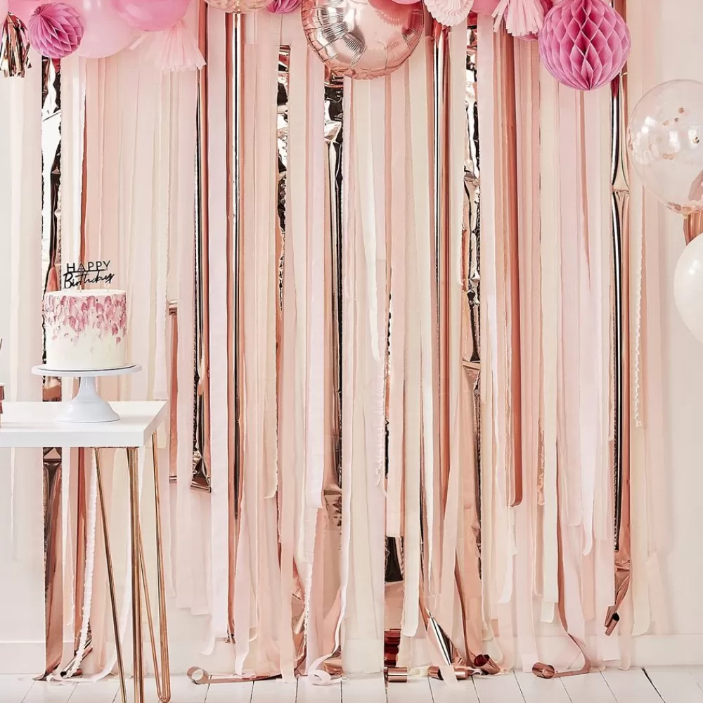 Cheap Wall Decoration Kit: Rolls Of Pink, Peach And Rose Gold Crepe Photobooth
