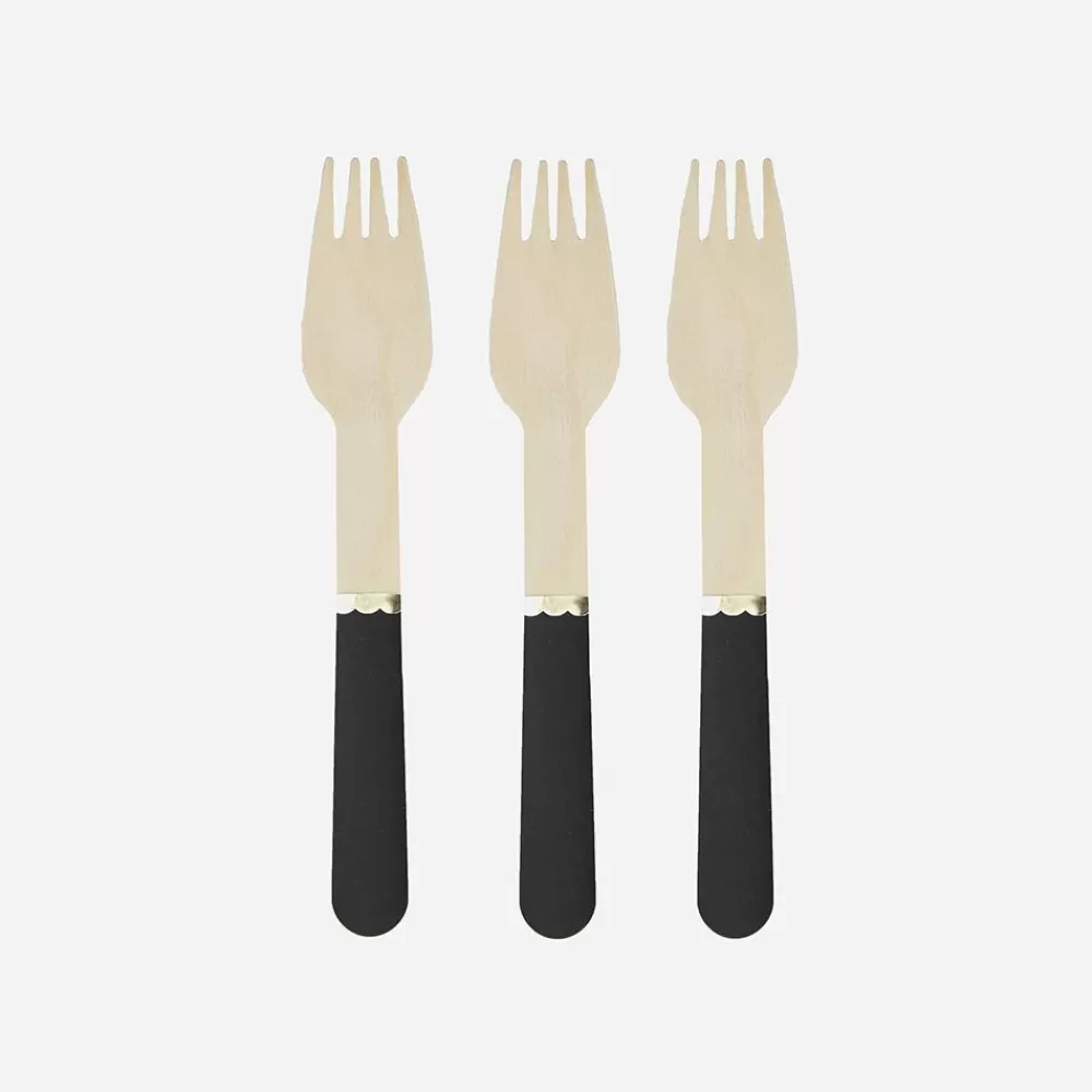 Online Wooden Cutlery: 8 Black Forks Vaisselle Unie