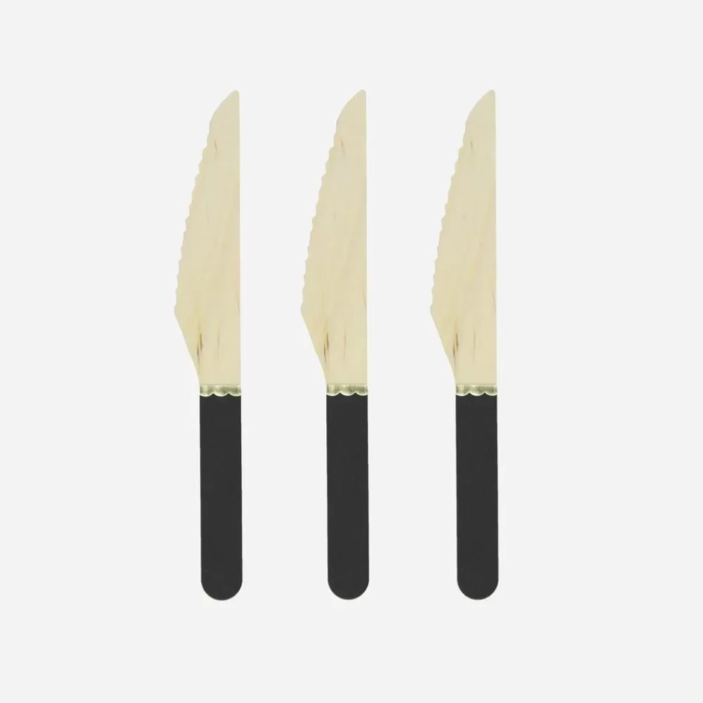 New Wooden Cutlery: 8 Black Knives Vaisselle Unie