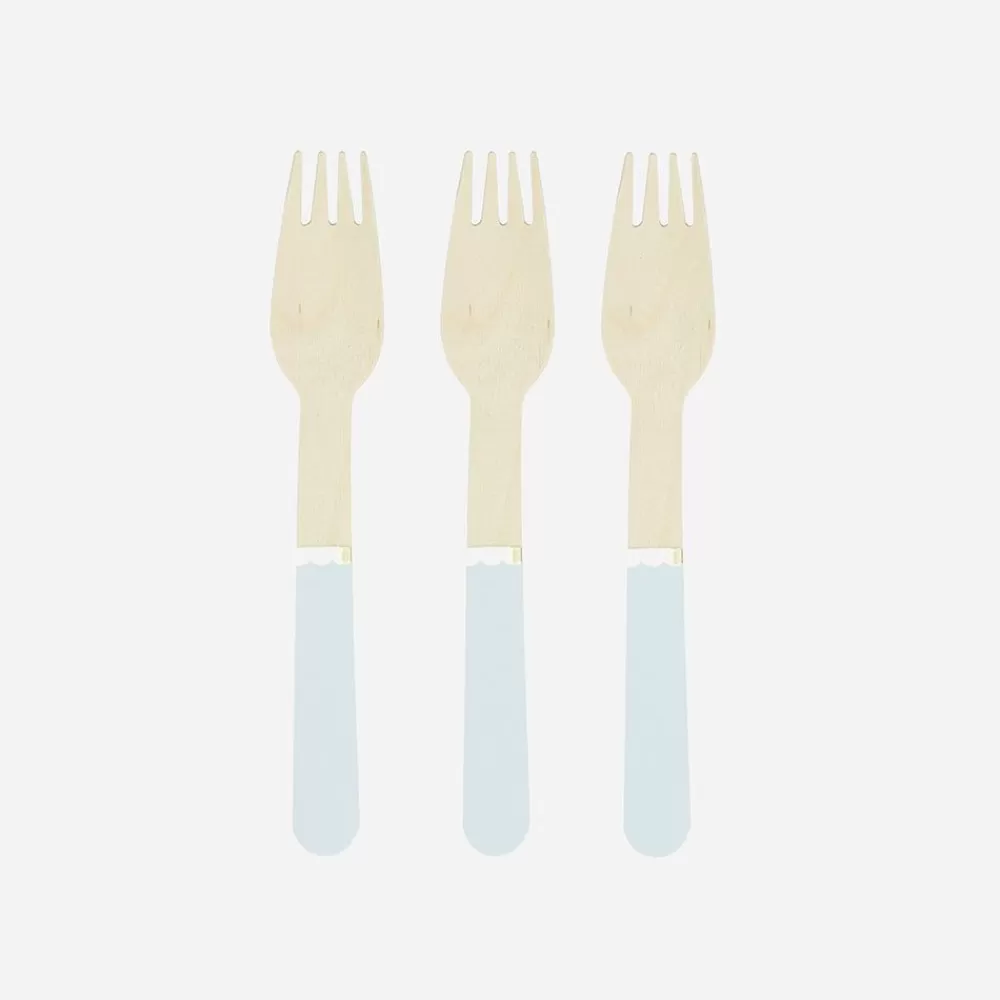 Discount Wooden Cutlery: 8 Light Blue Forks Vaisselle Unie