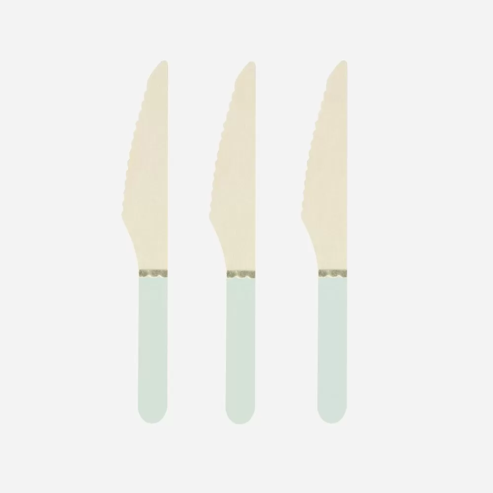 Outlet Wooden Cutlery: 8 Pastel Green Knives Vaisselle Unie