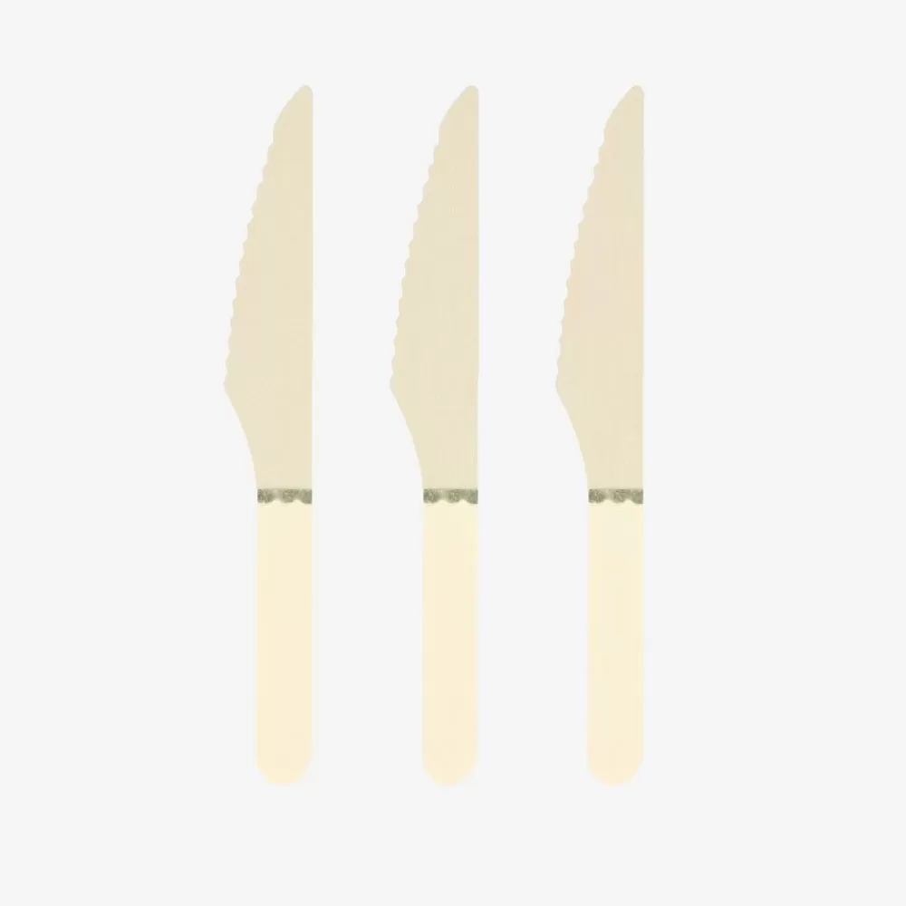 New Wooden Cutlery: 8 Pastel Yellow Knives Vaisselle Unie