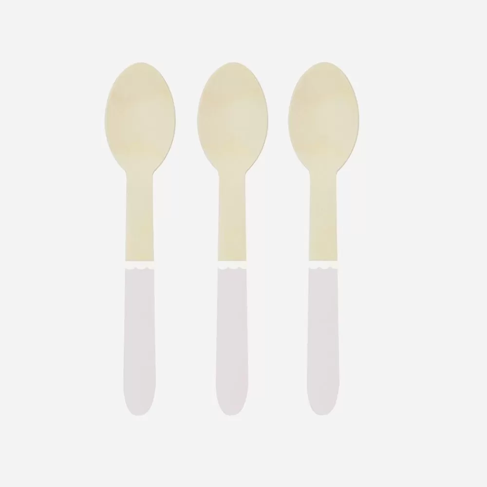 Online Wooden Cutlery: 8 Small Light Pink Spoons Vaisselle Unie