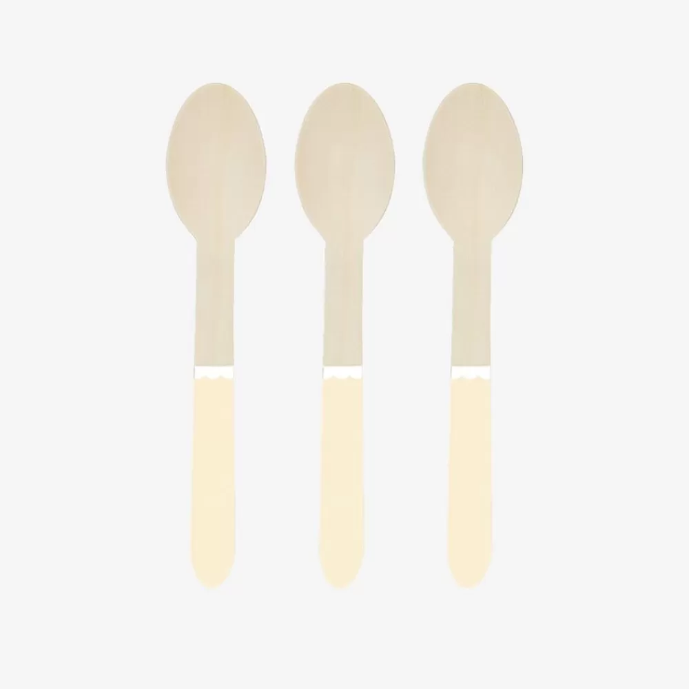 Flash Sale Wooden Cutlery: 8 Small Pastel Yellow Spoons Vaisselle Unie