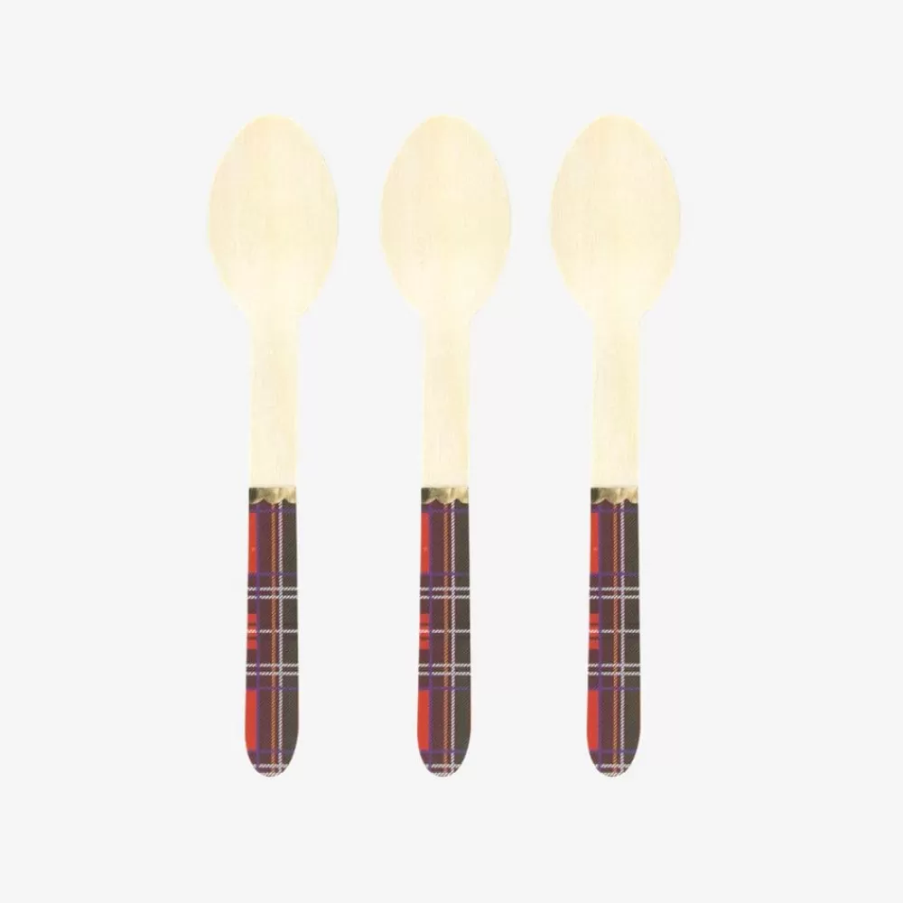 Shop Wooden Cutlery: 8 Small Tartan Spoons Covered