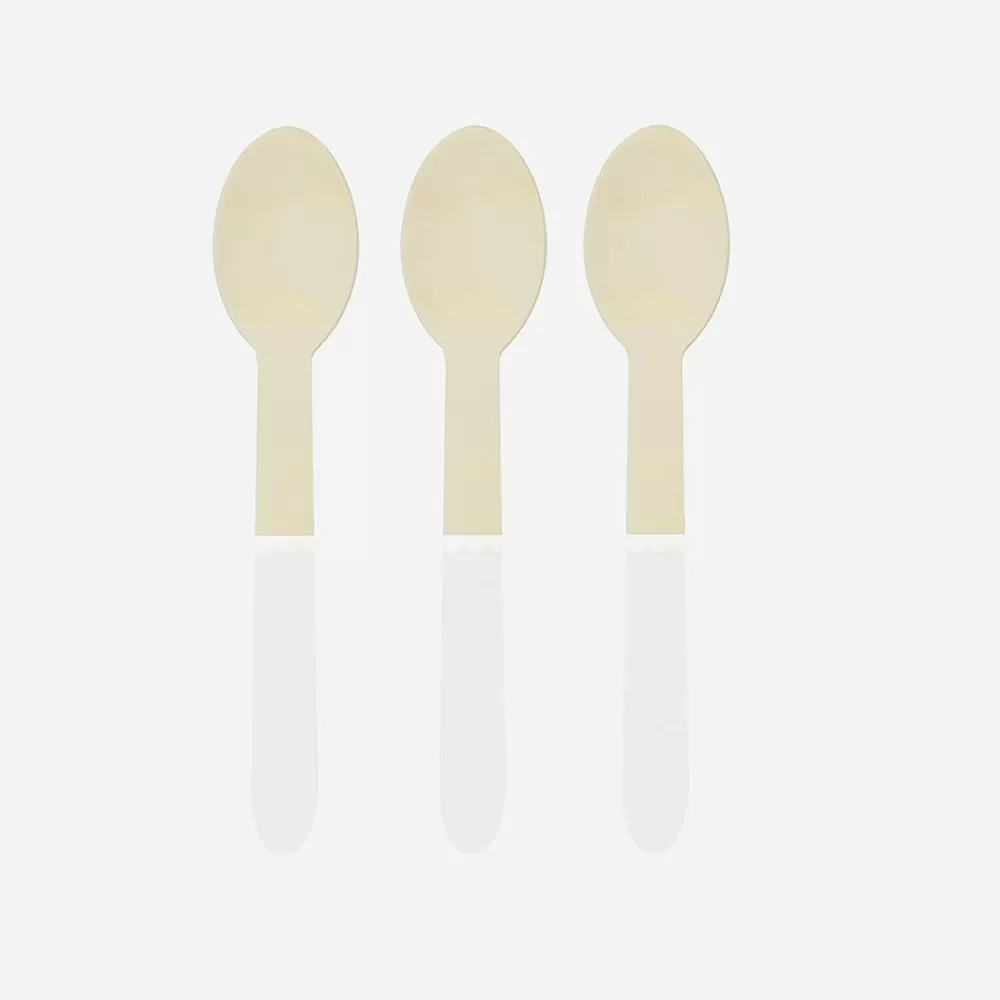 Online Wooden Cutlery: 8 Small White Spoons Vaisselle Unie