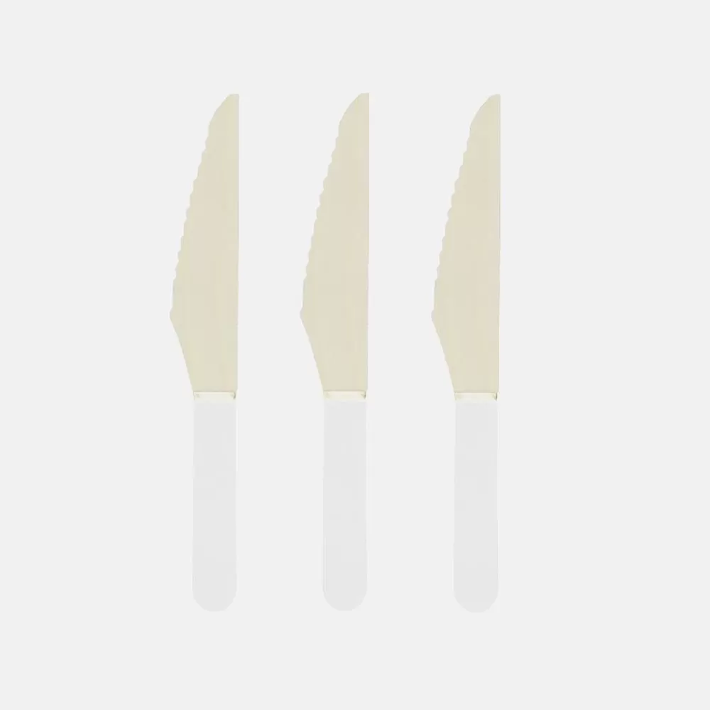 Sale Wooden Cutlery: 8 White Knives Vaisselle Unie